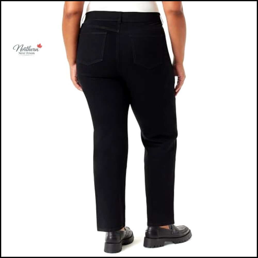 Pull-On High Rise Straight Leg Jeans with Elastic Waist - Picture 2 of 3